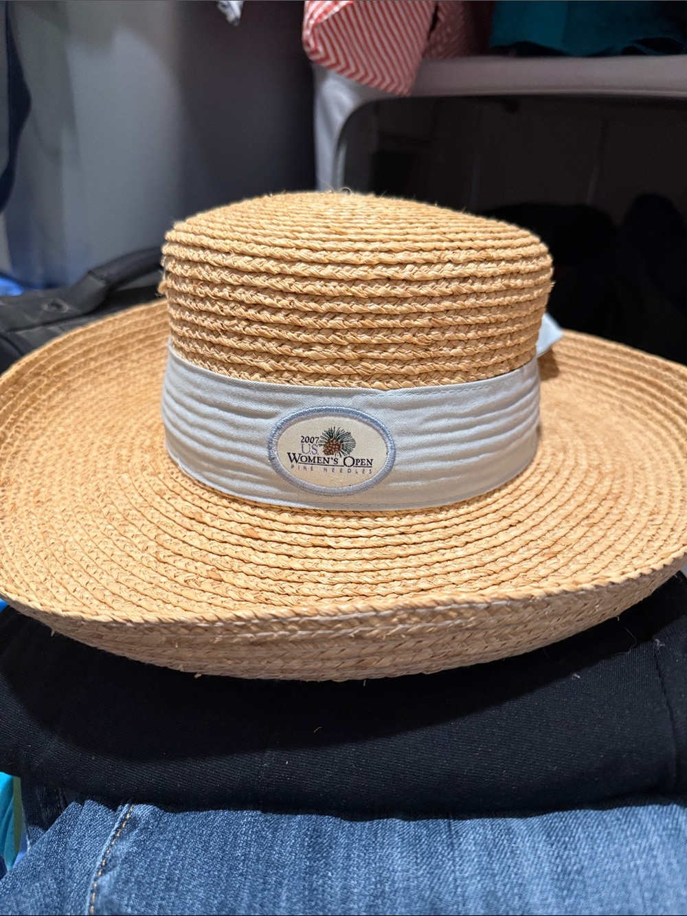 Kate Lord ladies m/l Branded Straw Sun Hat - Natural with blue Band